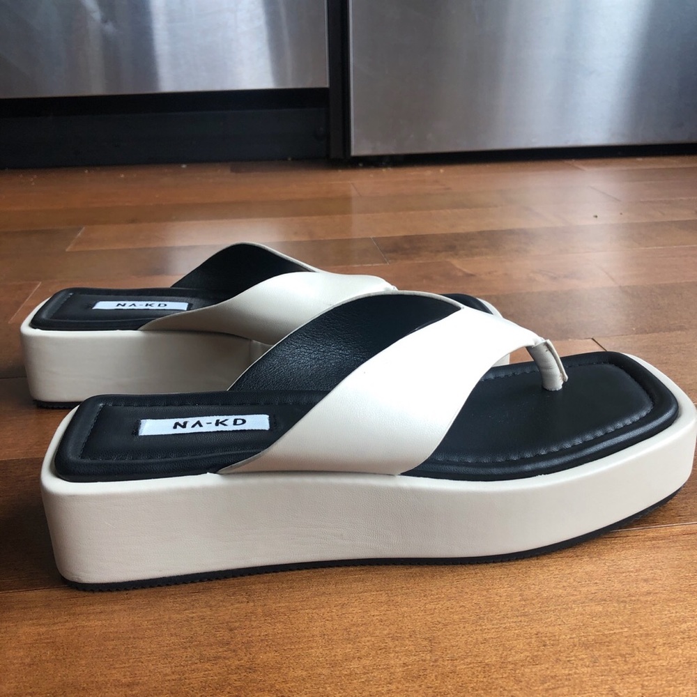 NAKD cream platform flip flops